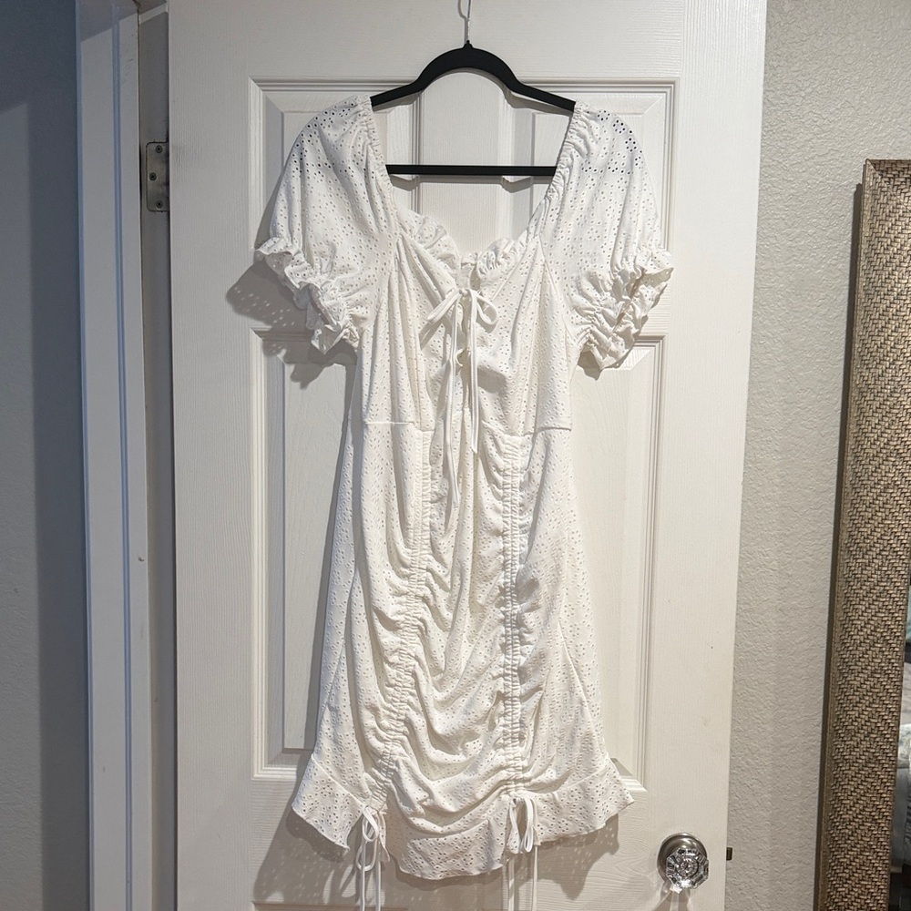White Eyelet Dress with Ruffle Details